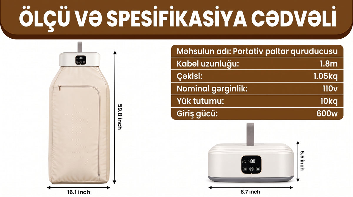 Portativ Elektrikli Paltar Quruducu – Sürətli və Rahat Qurutma